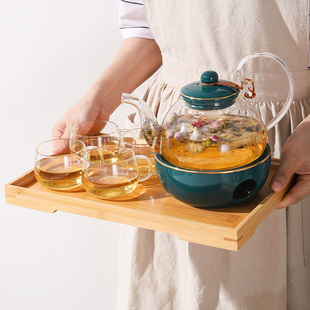 耐热玻璃花茶壶套装下午茶水果茶花草茶茶具，带过滤送蜡烛保温