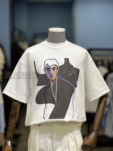 ZIOSONGZIO韩国23年夏季白色圆领卡通插画宽松流行短袖T恤男
