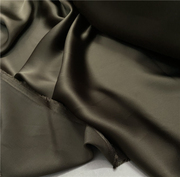 意大利进口薄款暗军绿垂坠顺滑棉缎，肌理天丝棉面料设计师布料