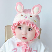 。婴儿毛线帽一岁女宝宝帽子秋冬季婴幼儿外出护耳针织帽女童公主