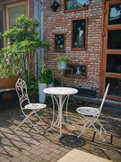 铁艺户外三件套桌椅网红奶，茶店小圆桌子现代简约茶几别墅花园桌
