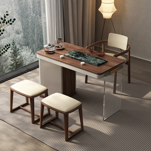 意式极简茶桌椅组合实木，干泡简约现代亚克力轻奢家用阳台小茶桌