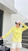 慕格休闲防晒卫衣女2024年夏黄色(夏黄色，)连帽拉链开衫跑步罗马棉长袖外套