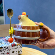 卡通可爱陶瓷马克杯卡皮巴拉水豚喝水杯创意设计DIY水杯送人礼物