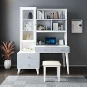 实木书桌书架组合带书柜，一体简约卧室家用办公写字学生电脑台式桌