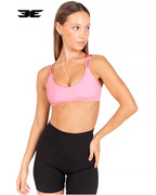 外贸女瑜伽吊细带粉色，性感文胸速干透气含胸垫黄色跑步健身服