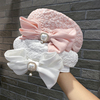 帽子女士原创设计洋气珍珠蝴蝶结，贝雷帽春秋款，温柔chic小众画家帽
