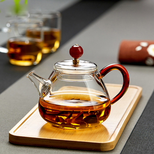 玻璃茶壶耐高温加厚单壶茶水，分离家用小花茶壶，功夫泡茶器茶具套装