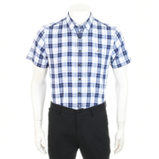 比华利保罗男装夏季商务休闲条纹纯色免烫短袖格子布衬衫