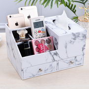 创意皮革带抽屉纸巾盒，纸抽盒多功能式，遥控器收纳盒抽纸盒化妆品盒