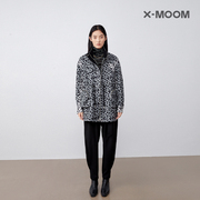 商场同款X--MOOM秋季深浅磨毛豹纹拼接设计款外套女