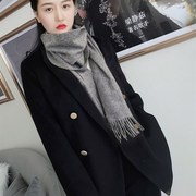 韩国黑色羊毛呢子薄款西装外套女春秋休闲加厚夹棉小西服上衣