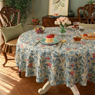 新大圆桌布方餐桌台布盖巾美式家用高级感茶几布欧式现代定制设计