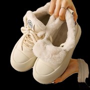 韩国皮毛一体雪地靴女靴2023秋冬加绒加厚保暖棉鞋.高筒小白