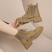 马丁靴夏季薄款女2024年内增高短靴透气网纱靴子女镂空网靴