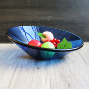 刺身盘斜口碗盘自助餐凉菜盘水果，沙拉盘钢化玻璃果盘网红海鲜冰盘