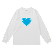 MushronCow蓝色之心 纯棉长袖T恤插画设计感小众学生情侣装打底衫