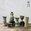 仿古青瓷小花瓶客厅摆件 汝窑陶瓷花器禅意中式日式花道插花器皿