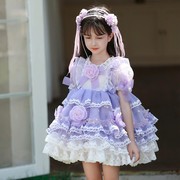 正版洛丽塔女童公主裙，夏季高品质重工蕾丝绣花短袖，连衣裙lolita裙