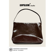 oopslook小众设计真皮油蜡牛皮，女包单肩手提女士托特时髦电脑包包