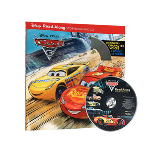 进口英文原版正版cars3read-alongstorybook带cd，故事书迪士尼独立阅读系列赛车总动员3阅读学习英语