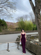 CHENBAIYI绝绝紫 2024气质显瘦显白修身紫色优雅新中式连衣裙