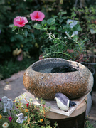 特大号天然鹅卵石花盆鱼缸铜钱草养鱼碗莲盆石头创意花器流水桌面