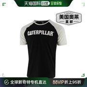 caterpillar男式棉质徽标t恤-黑色，浅麻灰色美国奥莱直