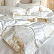 高级感床品欧式天丝四件套全棉，被套床单纯棉南通家纺白色床上用品