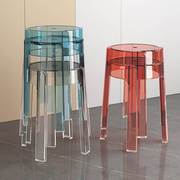压克力凳子可叠放加厚塑料，板凳餐桌圆凳家用风车，凳水晶凳透明椅子