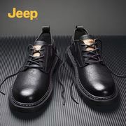 jeep吉普男鞋春季真皮英伦风男款低帮马丁靴休闲男士商务正装皮鞋