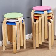 家用简易餐桌凳子实木椅子板凳时尚餐桌凳加厚成人圆凳高凳可叠加
