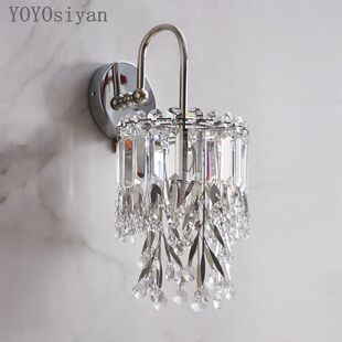 YOYO 现代简约轻奢银色树叶水晶壁灯 简约现代客厅卧室床头卫生间