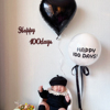 儿童宝宝百天百日气球装饰满月家庭场景布置透明白色双层波波球贴