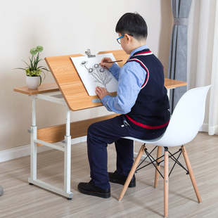 床边书桌可移动升降儿童桌子可倾斜学习桌沙发电脑桌带轮工作台