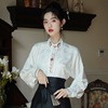 新中式国风汉服重工衬衫白色上衣，配提花马面裙高级感小个子上班穿