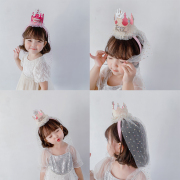 生日发箍帽子蛋糕装饰场景布置女孩儿童周岁公主头饰派对用品