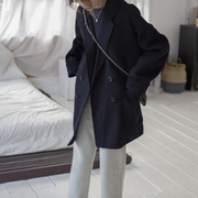 2023秋冬高端双面羊绒大衣女短款宽松大版显瘦小个子西装毛呢外套