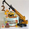 吊车蛋糕装饰品摆件挖机推土机工程车儿童男孩小孩生日甜品台插件
