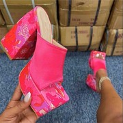 women high heel slippers plus size 43大码高跟凉拖大码女凉鞋
