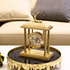欧式美式轻奢钟表铜座钟台钟办公室软装饰品客厅酒柜床头柜铜摆件