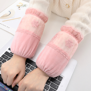短款拼接蕾丝袖套女式冬季韩版防脏防污套袖办公室上班羽绒服护袖
