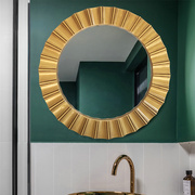 欧式古典镜子正圆形装饰镜，浴室挂镜梳妆镜玄关，镜卫生间厕所镜子