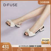 DFuse夏季羊皮法式凉鞋鱼嘴蝴蝶结粗跟时装单鞋女DF32115340