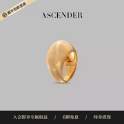 ASCENDER 拱形半圈形不规则金色戒指 素戒纯银 小众设计 时髦简约