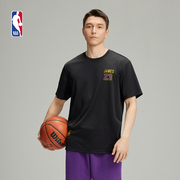 NBA夏季休闲舒适短袖速干运动黑色宽松T恤湖人詹姆斯
