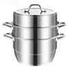 保蒂克304食品级不锈钢蒸锅，复底家用加厚大汤锅，蒸馒头电磁炉通用