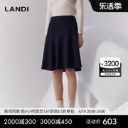 商场同款landi藏蓝色通勤高腰套装半身裙女短裙，2023冬装