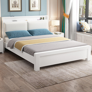实木床简约现代双人1.8米主卧经济型储物床1m5出租房用床架单人床