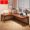 实木转角电脑桌台式L型家用办公桌子卧室简约拐角学习书桌椅组合